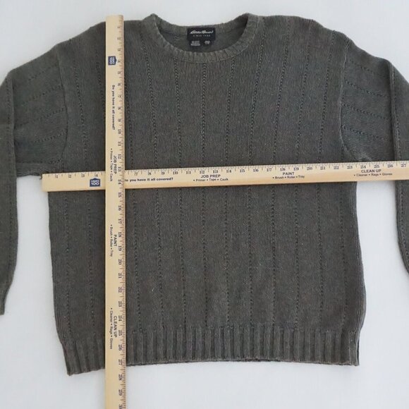 Eddie Bauer Green Cotton Blend Textured Knit Sweater Minimalist Quiet Luxury L - Picture 3 of 9